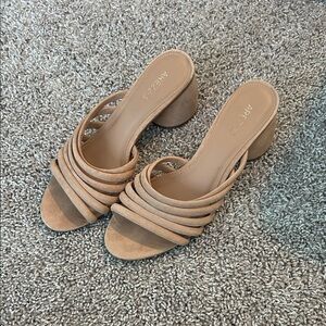 Women's Tan Strappy Heeled Sandals